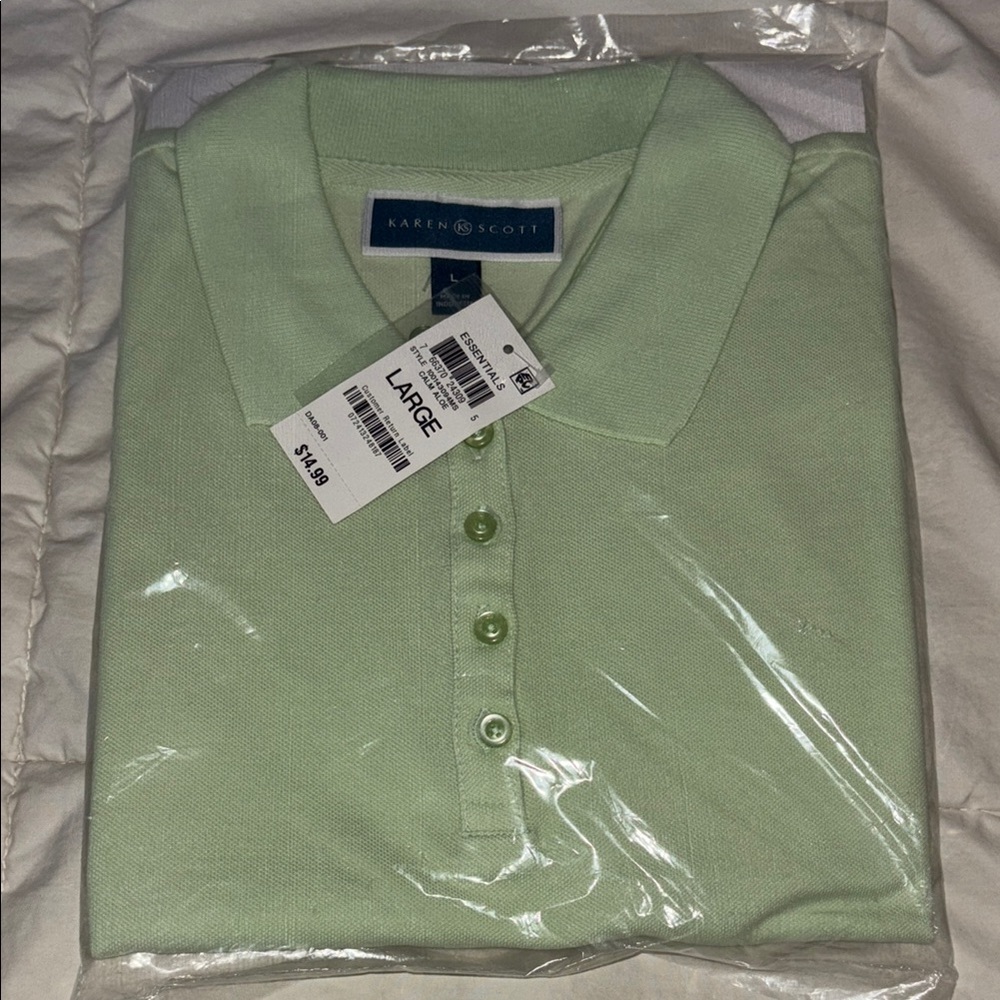 Karen Scott Light Mint Green Polo Shirt